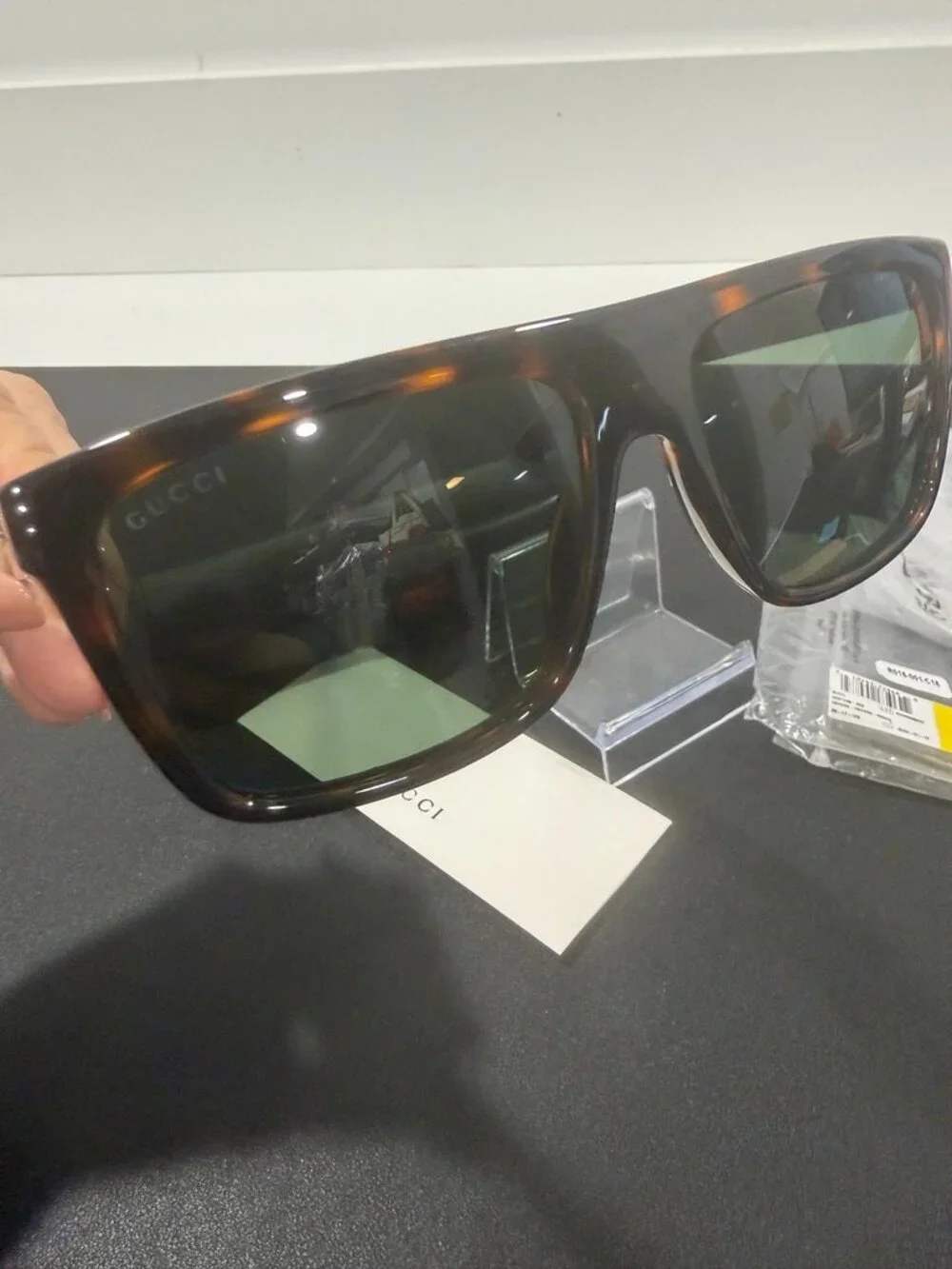 Gucci NIB Sunglasses Tortoise Shell Green Lenses (JB1498)